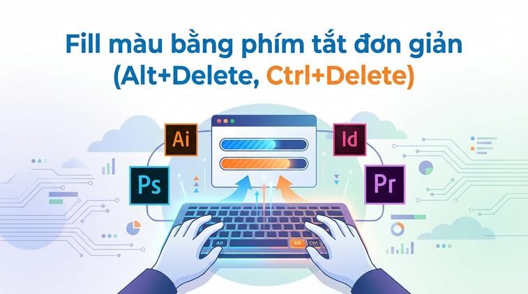 Fill màu bằng phím tắt đơn giản (Alt+Delete, Ctrl+Delete)