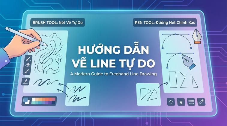 Hướng dẫn vẽ line tự do bằng Brush và Pen Tool