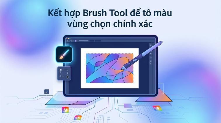 Kết hợp Brush Tool để tô màu vùng chọn chính xác