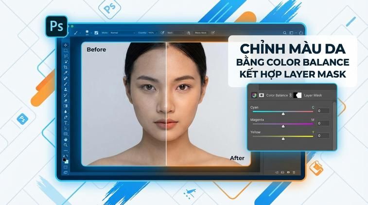 Chỉnh màu da bằng Color Balance kết hợp Layer Mask