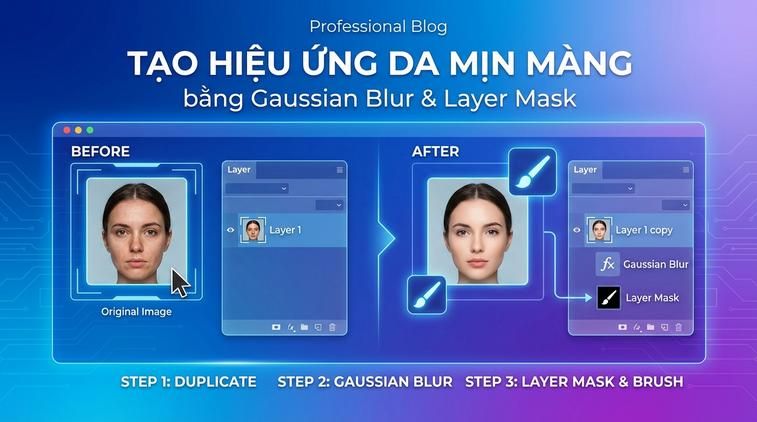 Tạo hiệu ứng da mịn màng bằng Gaussian Blur và Layer Mask
