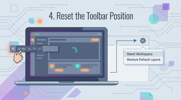 4. Hiện thanh công cụ bị kéo ra ngoài màn hình