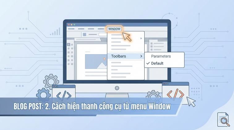 2. Cách hiện thanh công cụ từ menu Window