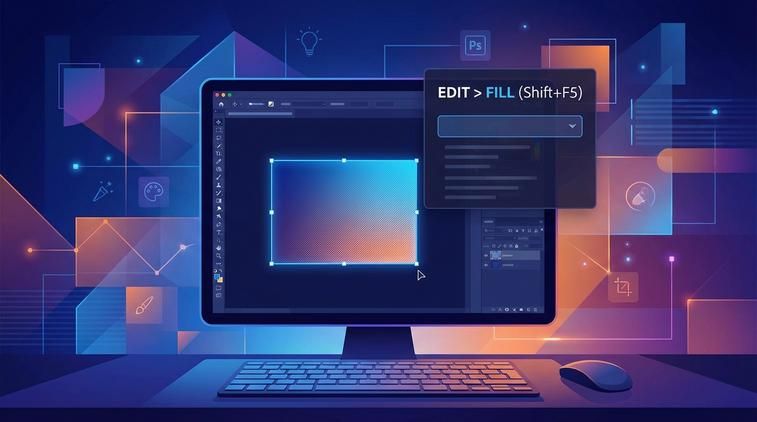 Fill vùng chọn với Edit > Fill (Shift+F5)