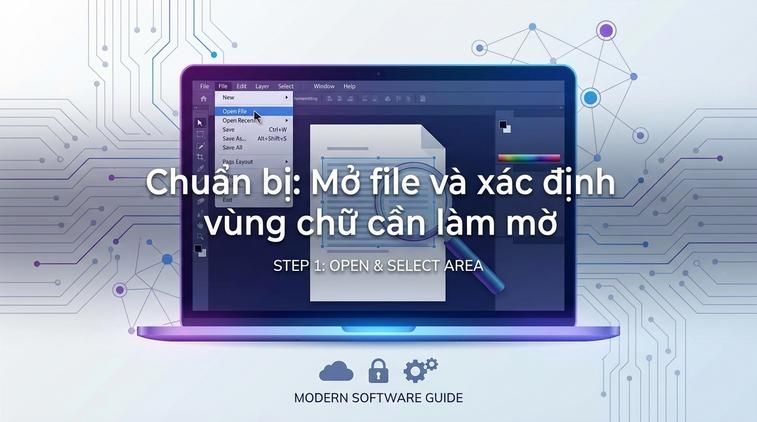 Chuẩn bị: Mở file và xác định vùng chữ cần làm mờ