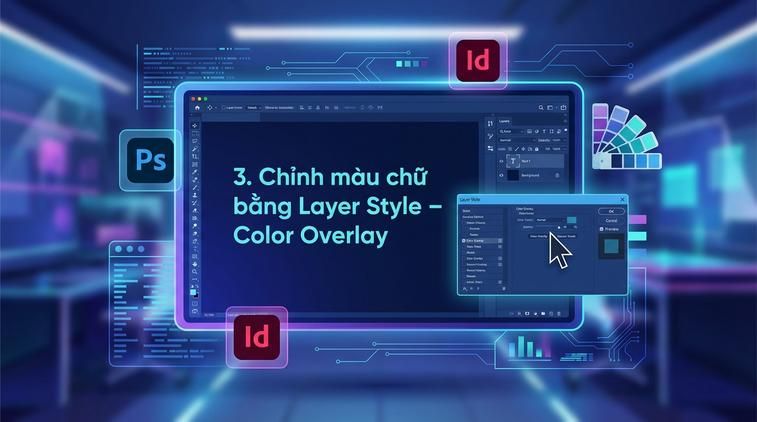 3. Chỉnh màu chữ bằng Layer Style – Color Overlay