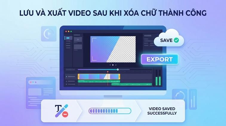 Lưu và xuất video sau khi xóa chữ thành công