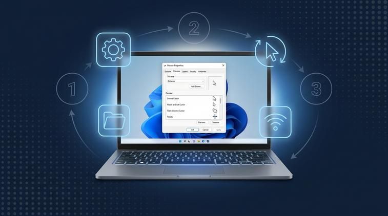 Đổi cursor bằng Mouse Properties với bộ con trỏ có sẵn