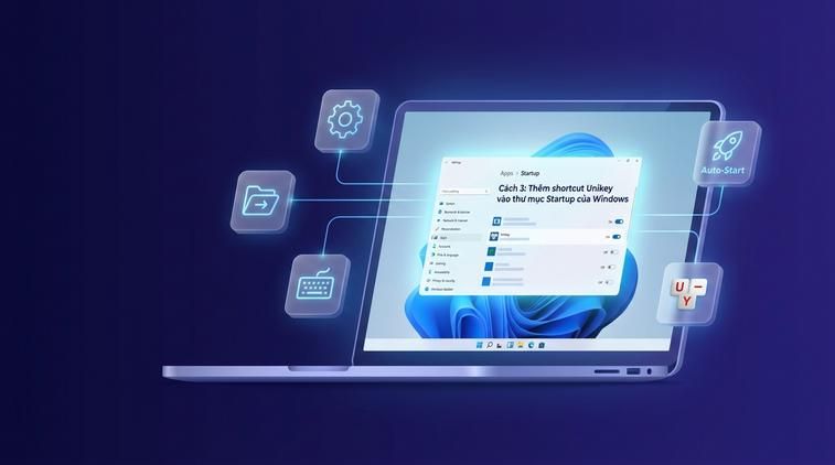 Cách 3: Thêm shortcut Unikey vào thư mục Startup của Windows