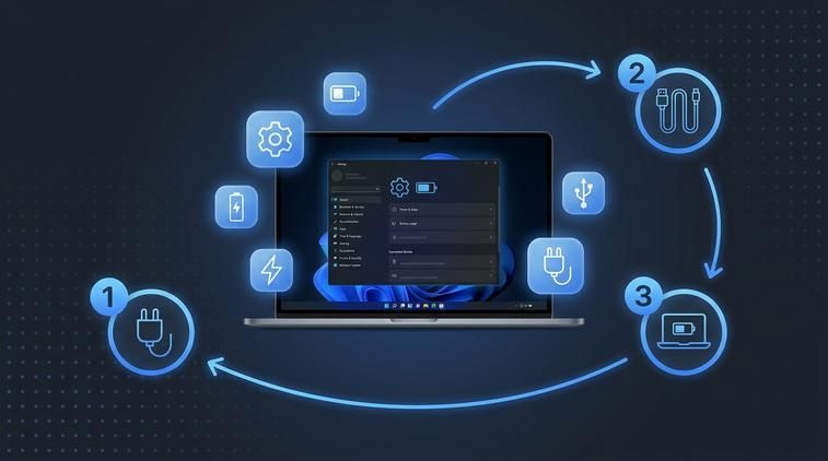 Kiểm tra adapter sạc và cáp