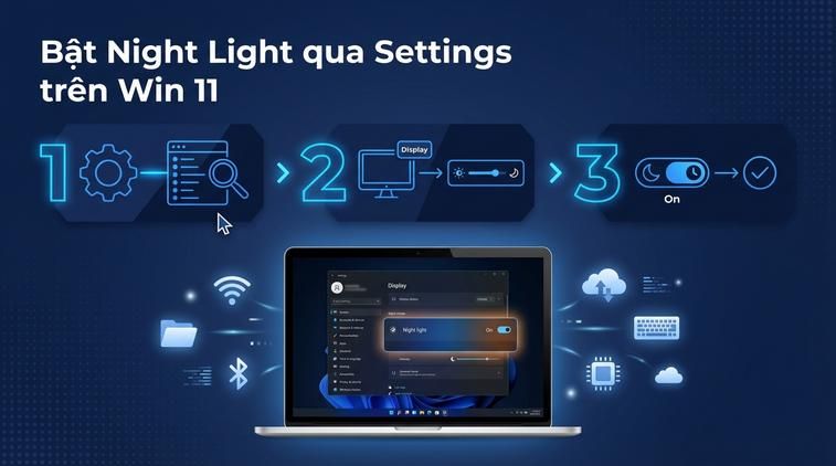 Bật Night Light qua Settings trên Win 11