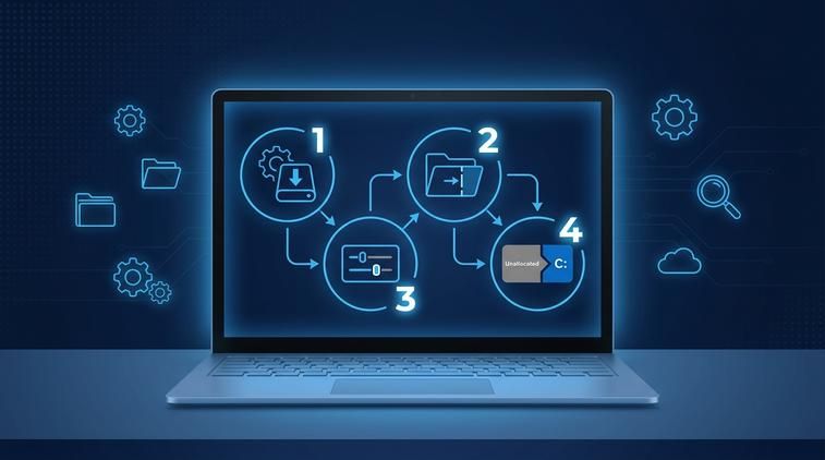 Thu nhỏ ổ C để tạo vùng trống