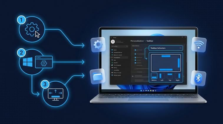 Tùy chỉnh vị trí taskbar (trái, phải, trên, dưới)