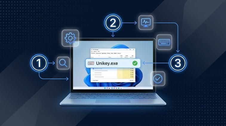 Kiểm tra Unikey có đang chạy không qua Task Manager