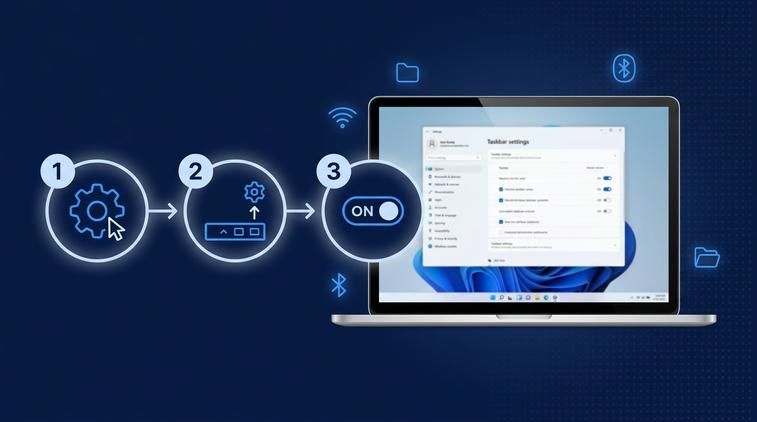 Bật lại qua Taskbar Settings