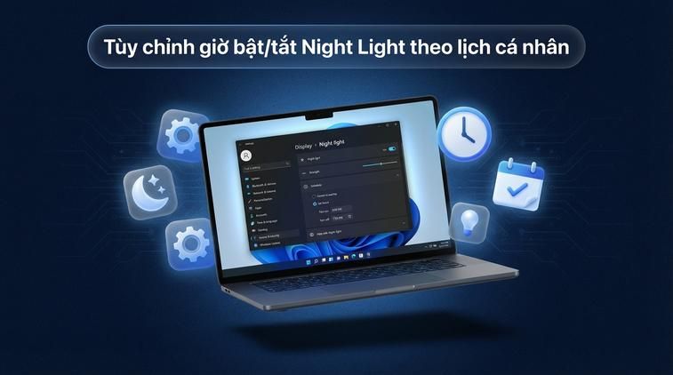 Tùy chỉnh giờ bật/tắt Night Light theo lịch cá nhân